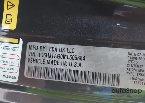 2021 Jeep Gladiator Sport S 4X4 from USA, damaged, VIN 1C6HJTAG0ML505884